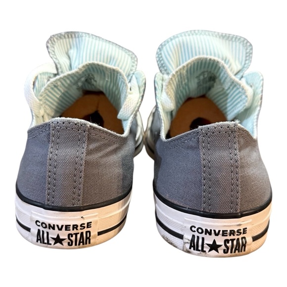 Converse Chuck Taylor Double Tongue Low Top Grey & Aqua Stripe Women’s Size 10 - Picture 2 of 9